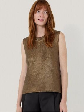 Jigsaw cotton metallic crew tank coated sweater vest XS